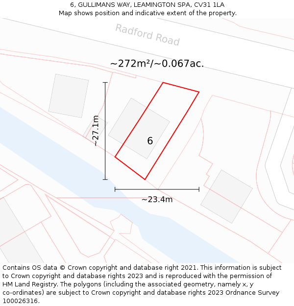 6, GULLIMANS WAY, LEAMINGTON SPA, CV31 1LA: Plot and title map