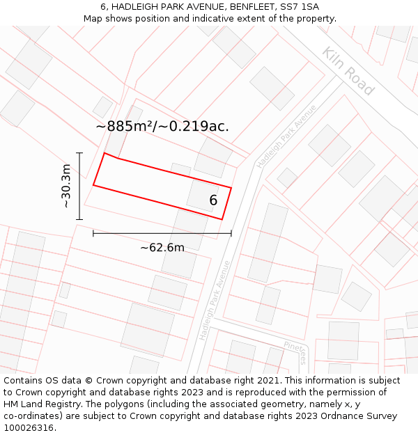 6, HADLEIGH PARK AVENUE, BENFLEET, SS7 1SA: Plot and title map