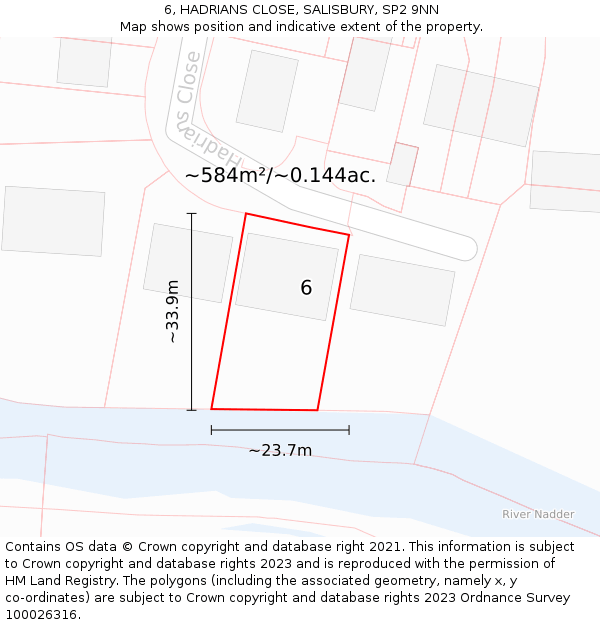 6, HADRIANS CLOSE, SALISBURY, SP2 9NN: Plot and title map