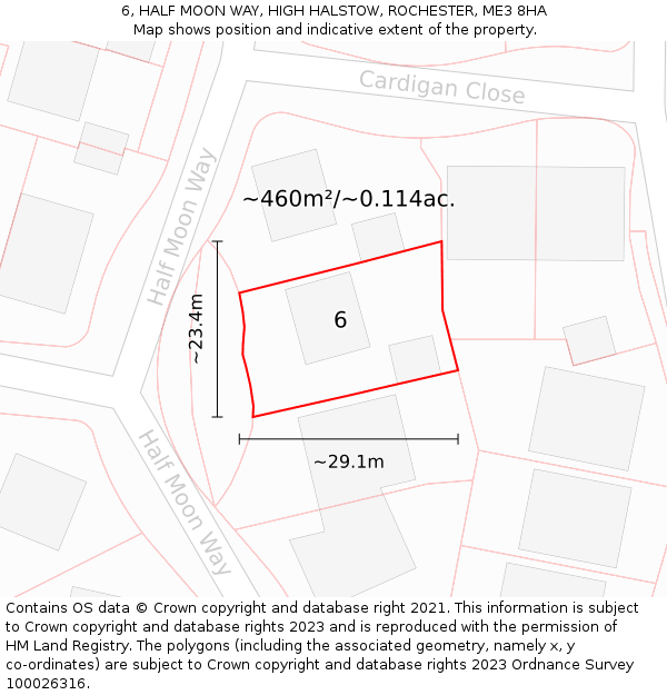 6, HALF MOON WAY, HIGH HALSTOW, ROCHESTER, ME3 8HA: Plot and title map