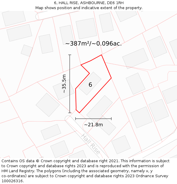 6, HALL RISE, ASHBOURNE, DE6 1RH: Plot and title map