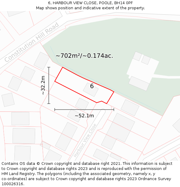 6, HARBOUR VIEW CLOSE, POOLE, BH14 0PF: Plot and title map