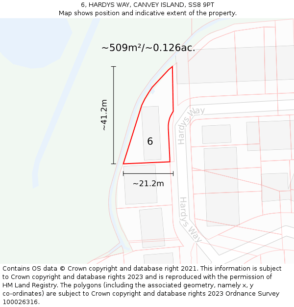 6, HARDYS WAY, CANVEY ISLAND, SS8 9PT: Plot and title map