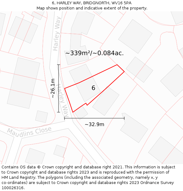 6, HARLEY WAY, BRIDGNORTH, WV16 5PA: Plot and title map