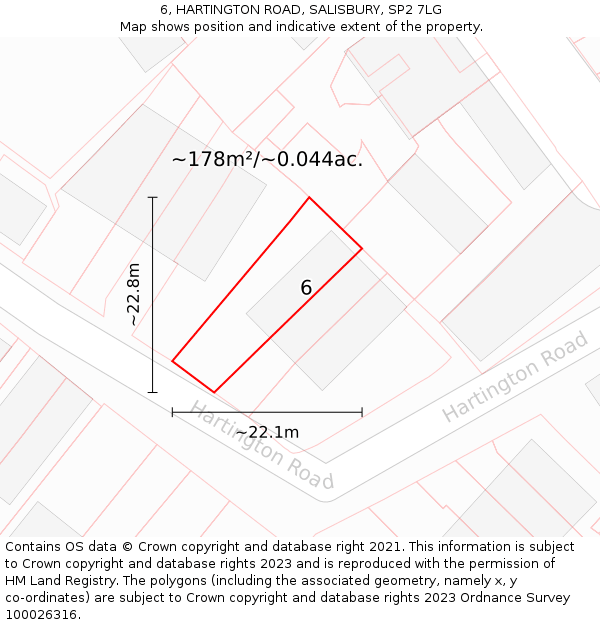 6, HARTINGTON ROAD, SALISBURY, SP2 7LG: Plot and title map