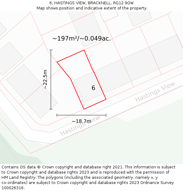 6, HASTINGS VIEW, BRACKNELL, RG12 9GW: Plot and title map