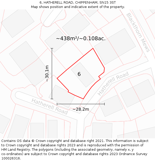 6, HATHERELL ROAD, CHIPPENHAM, SN15 3ST: Plot and title map