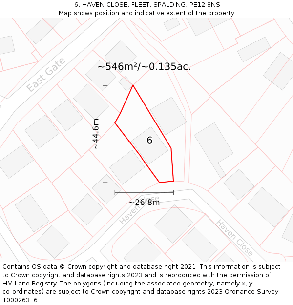 6, HAVEN CLOSE, FLEET, SPALDING, PE12 8NS: Plot and title map