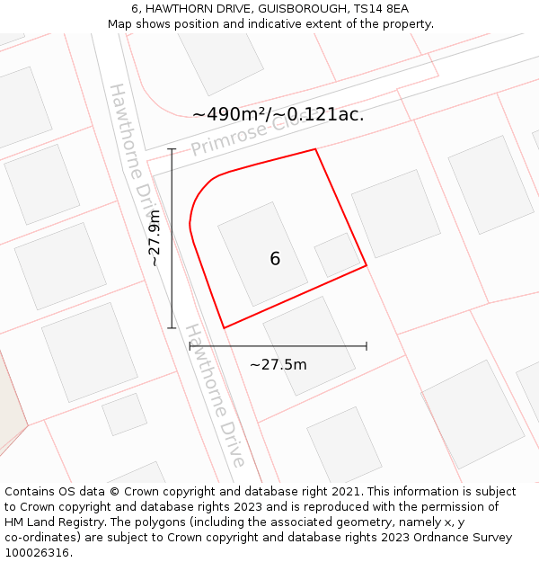 6, HAWTHORN DRIVE, GUISBOROUGH, TS14 8EA: Plot and title map