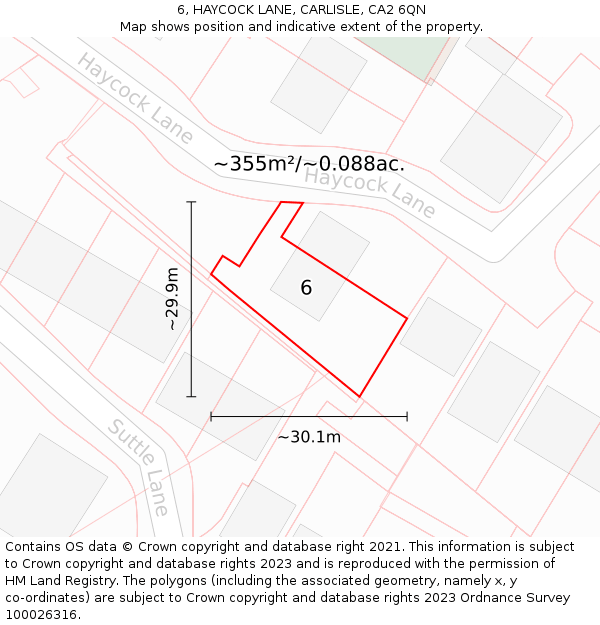 6, HAYCOCK LANE, CARLISLE, CA2 6QN: Plot and title map