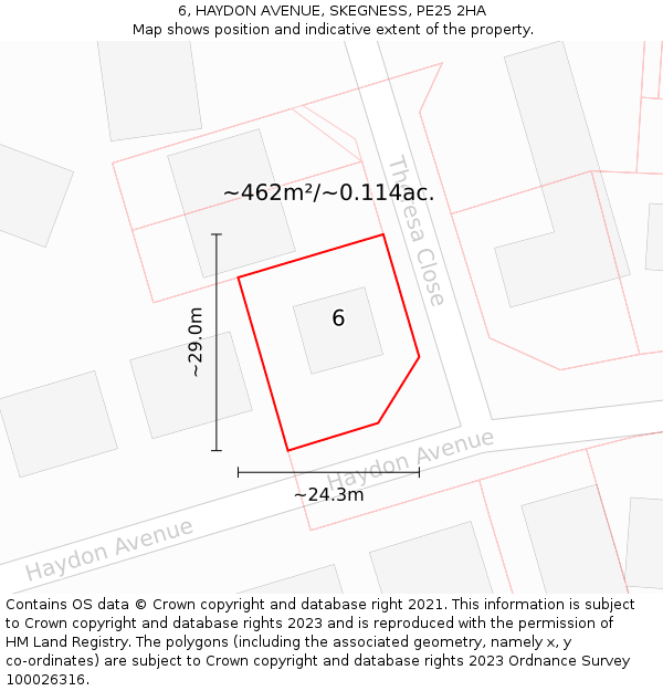 6, HAYDON AVENUE, SKEGNESS, PE25 2HA: Plot and title map