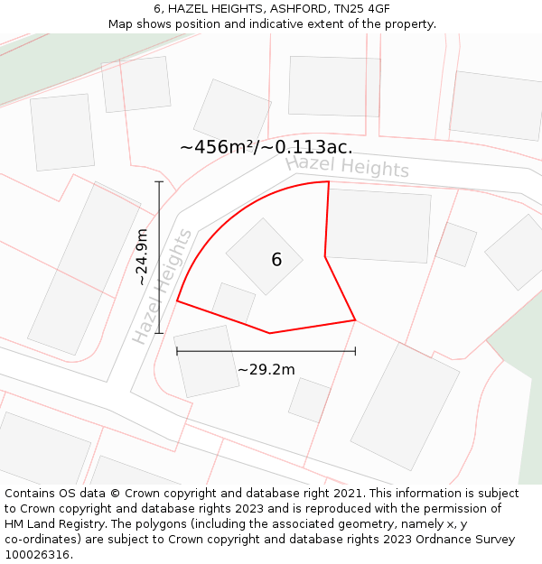 6, HAZEL HEIGHTS, ASHFORD, TN25 4GF: Plot and title map