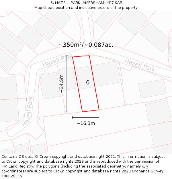 6, HAZELL PARK, AMERSHAM, HP7 9AB: Plot and title map