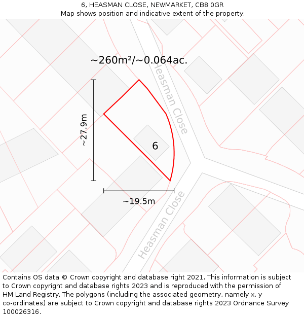 6, HEASMAN CLOSE, NEWMARKET, CB8 0GR: Plot and title map