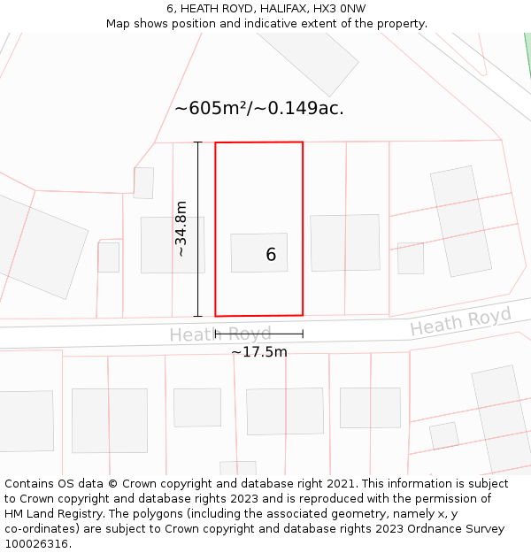 6, HEATH ROYD, HALIFAX, HX3 0NW: Plot and title map