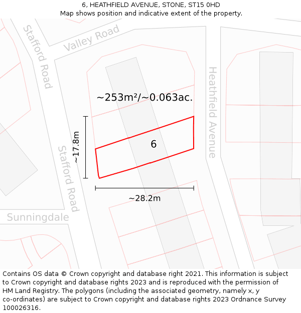 6, HEATHFIELD AVENUE, STONE, ST15 0HD: Plot and title map