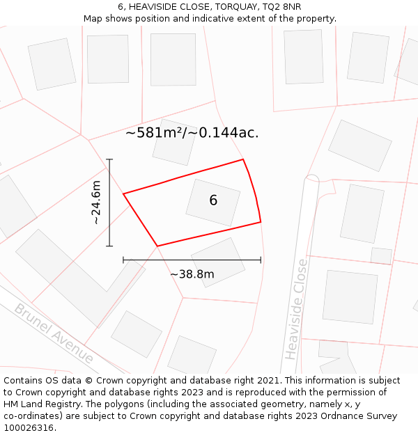 6, HEAVISIDE CLOSE, TORQUAY, TQ2 8NR: Plot and title map