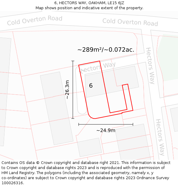 6, HECTORS WAY, OAKHAM, LE15 6JZ: Plot and title map