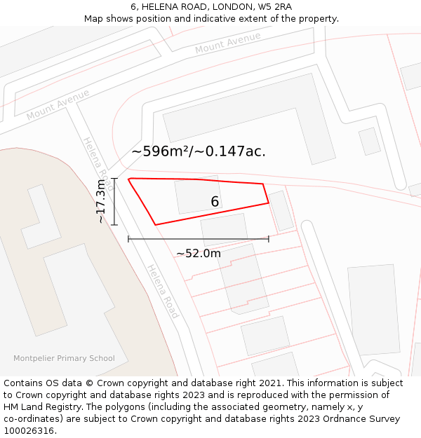 6, HELENA ROAD, LONDON, W5 2RA: Plot and title map