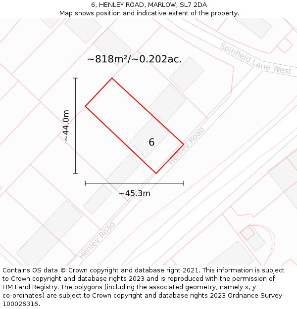 6, HENLEY ROAD, MARLOW, SL7 2DA: Plot and title map