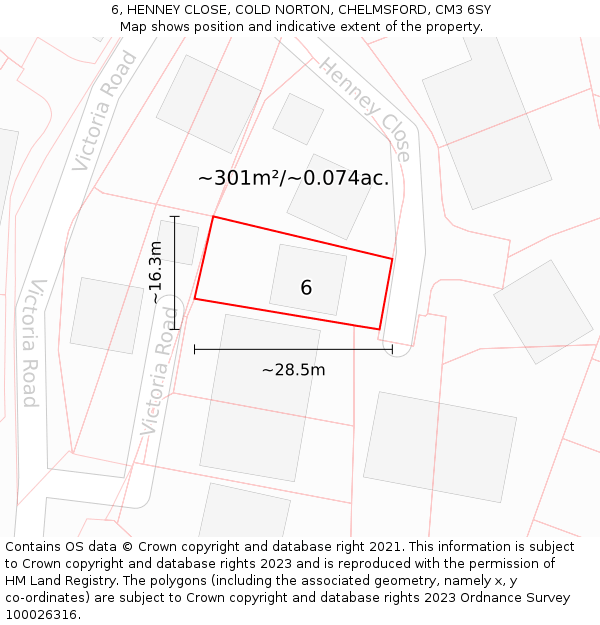 6, HENNEY CLOSE, COLD NORTON, CHELMSFORD, CM3 6SY: Plot and title map