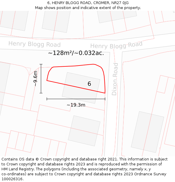 6, HENRY BLOGG ROAD, CROMER, NR27 0JG: Plot and title map