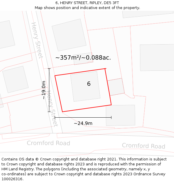6, HENRY STREET, RIPLEY, DE5 3FT: Plot and title map