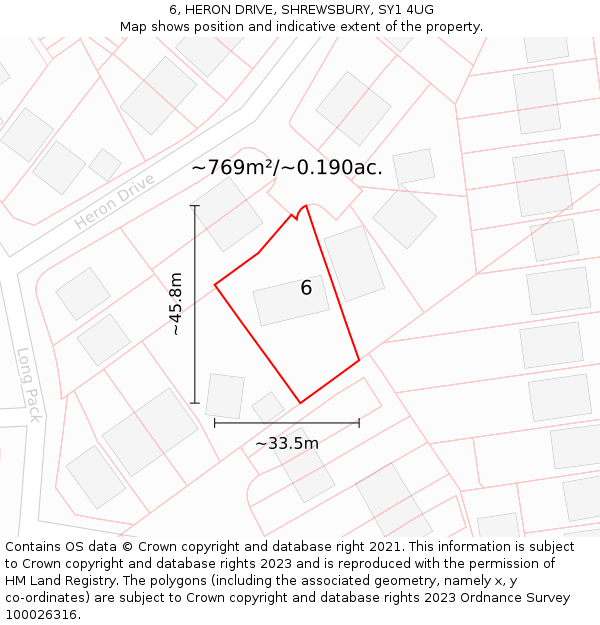 6, HERON DRIVE, SHREWSBURY, SY1 4UG: Plot and title map