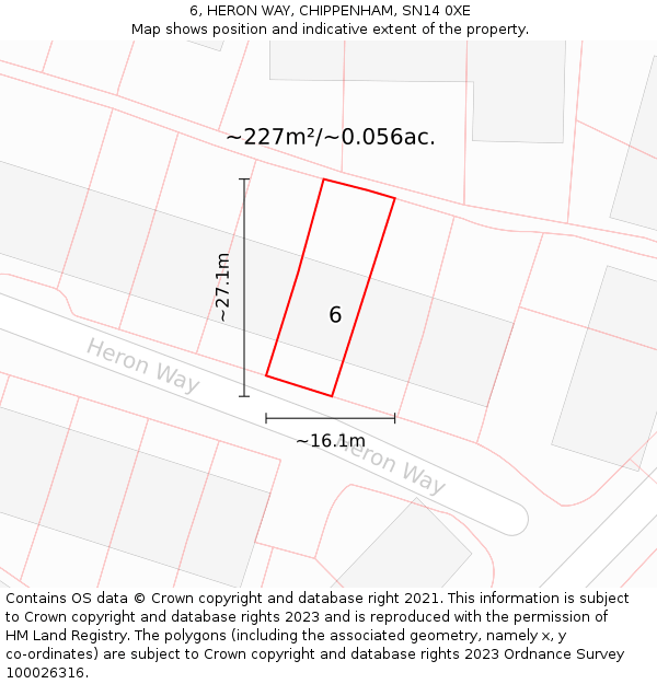 6, HERON WAY, CHIPPENHAM, SN14 0XE: Plot and title map