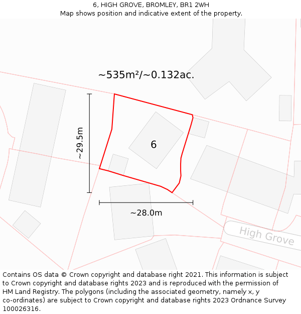 6, HIGH GROVE, BROMLEY, BR1 2WH: Plot and title map