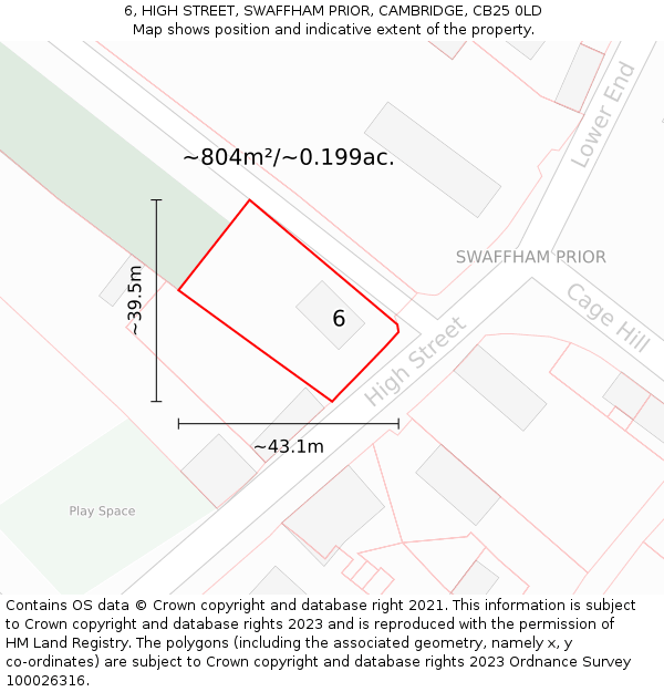 6, HIGH STREET, SWAFFHAM PRIOR, CAMBRIDGE, CB25 0LD: Plot and title map