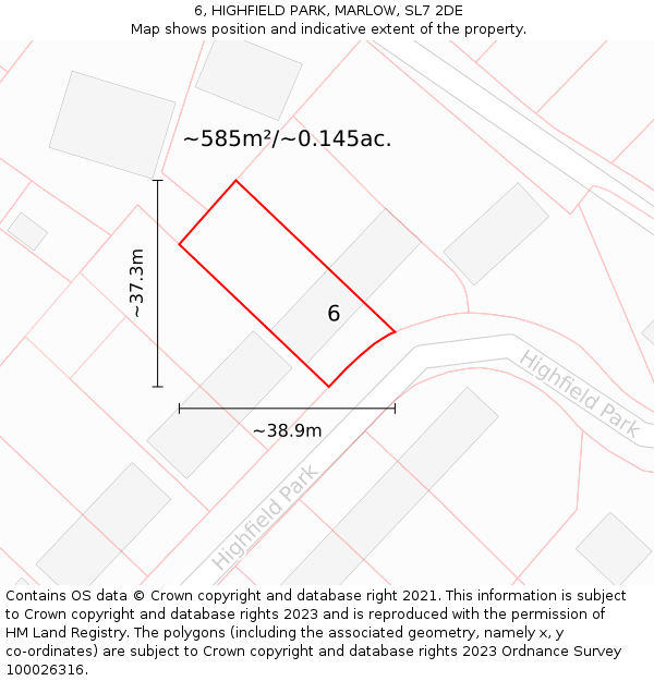 6, HIGHFIELD PARK, MARLOW, SL7 2DE: Plot and title map