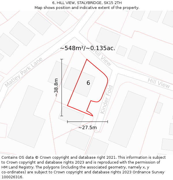 6, HILL VIEW, STALYBRIDGE, SK15 2TH: Plot and title map