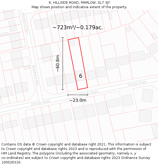 6, HILLSIDE ROAD, MARLOW, SL7 3JY: Plot and title map