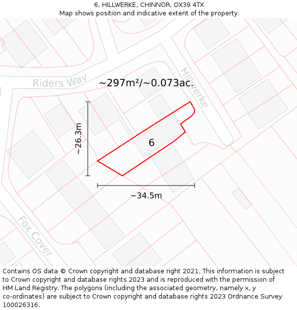 6, HILLWERKE, CHINNOR, OX39 4TX: Plot and title map