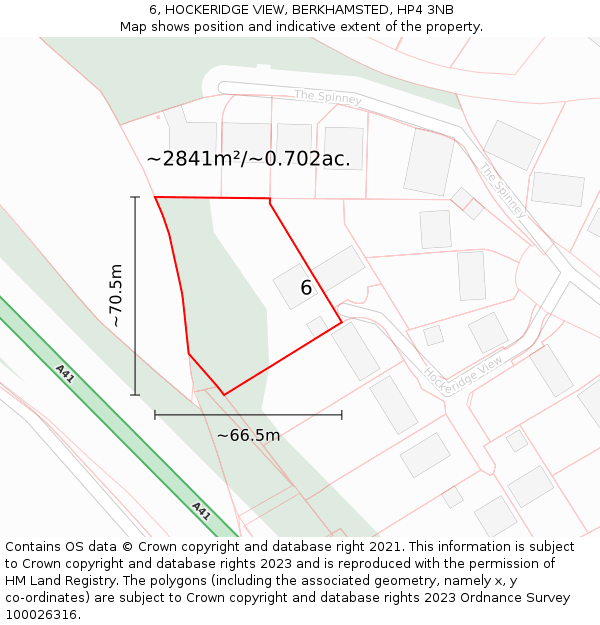 6, HOCKERIDGE VIEW, BERKHAMSTED, HP4 3NB: Plot and title map