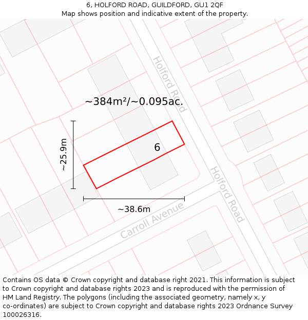 6, HOLFORD ROAD, GUILDFORD, GU1 2QF: Plot and title map