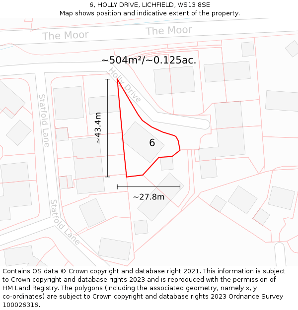 6, HOLLY DRIVE, LICHFIELD, WS13 8SE: Plot and title map