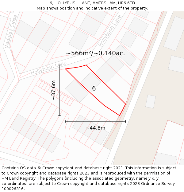 6, HOLLYBUSH LANE, AMERSHAM, HP6 6EB: Plot and title map