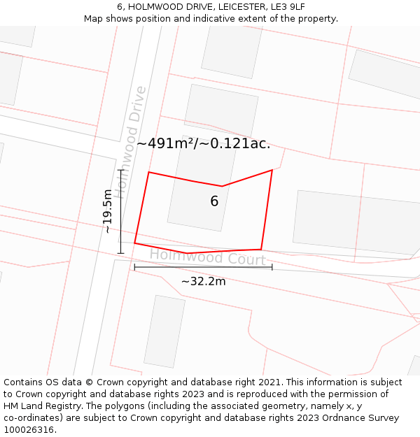 6, HOLMWOOD DRIVE, LEICESTER, LE3 9LF: Plot and title map