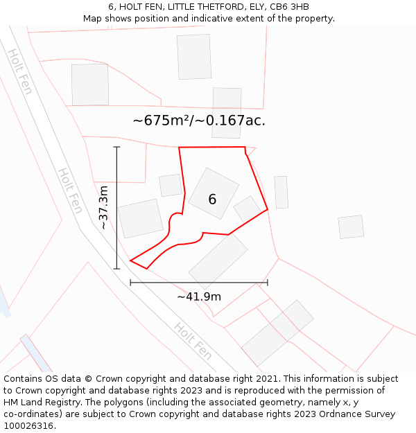 6, HOLT FEN, LITTLE THETFORD, ELY, CB6 3HB: Plot and title map