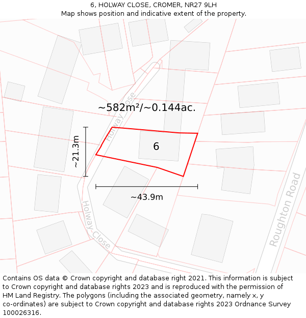 6, HOLWAY CLOSE, CROMER, NR27 9LH: Plot and title map