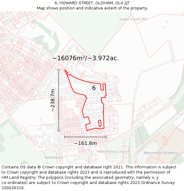 6, HOWARD STREET, OLDHAM, OL4 2JT: Plot and title map