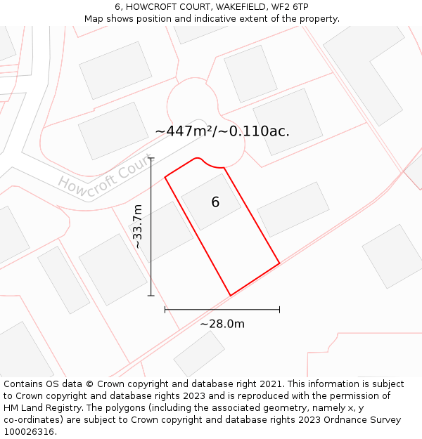 6, HOWCROFT COURT, WAKEFIELD, WF2 6TP: Plot and title map