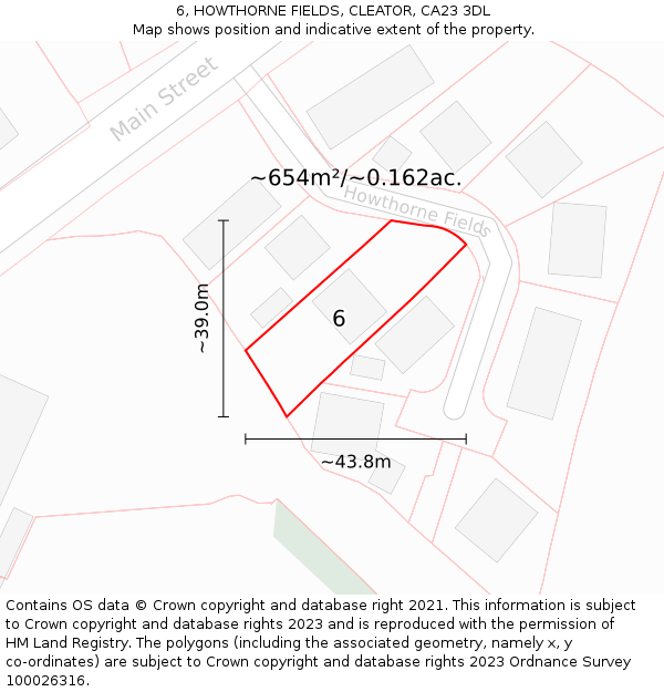 6, HOWTHORNE FIELDS, CLEATOR, CA23 3DL: Plot and title map