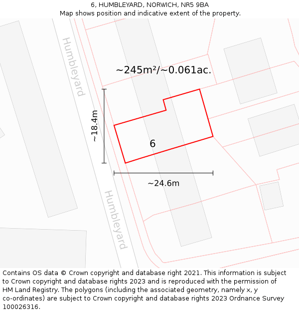 6, HUMBLEYARD, NORWICH, NR5 9BA: Plot and title map