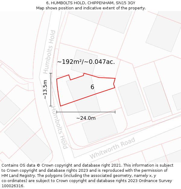 6, HUMBOLTS HOLD, CHIPPENHAM, SN15 3GY: Plot and title map