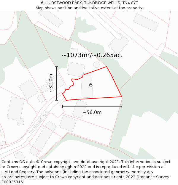 6, HURSTWOOD PARK, TUNBRIDGE WELLS, TN4 8YE: Plot and title map