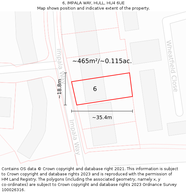 6, IMPALA WAY, HULL, HU4 6UE: Plot and title map