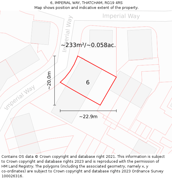 6, IMPERIAL WAY, THATCHAM, RG19 4RS: Plot and title map